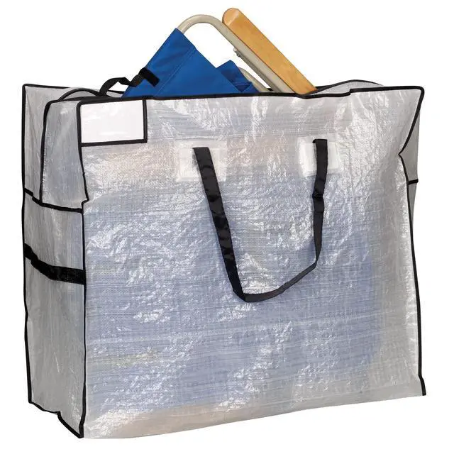 Alt view image 5 of 5 - 2622 MightyStor Large Storage Bag with Handles | Clothing and Linen Storage Bag | White Tarp with Black Trim