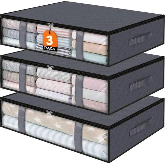 Main image of Under Bed Storage Bags 3 Pack, 40L Large Clothes & Comforter Storage Containers with Clear Window, Breathable Fabric Organizer for Blankets, Bedding, Seasonal Clothing