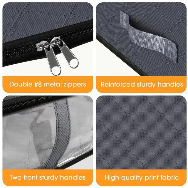 Alt view image 3 of 7 - Under Bed Storage Bags 3 Pack, 40L Large Clothes & Comforter Storage Containers with Clear Window, Breathable Fabric Organizer for Blankets, Bedding, Seasonal Clothing