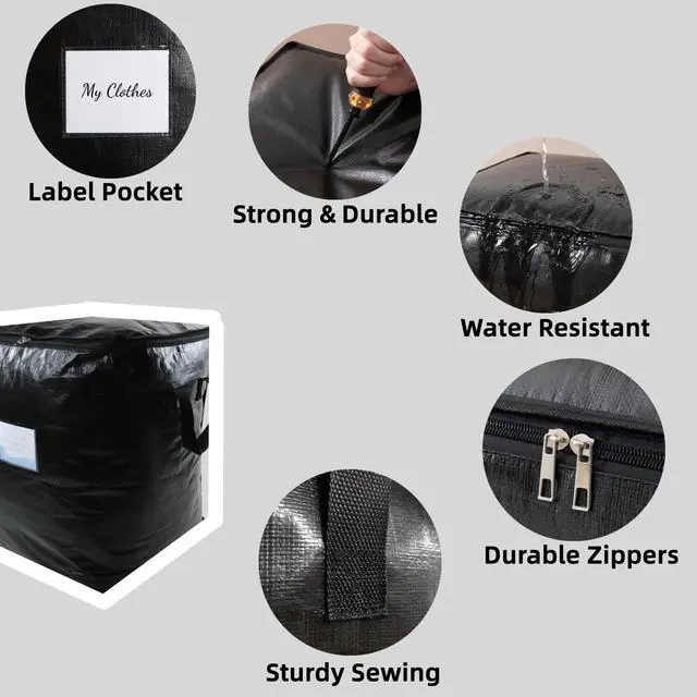 Alt view image 2 of 7 - 91L Storage Bags for Clothes, Moving Bags Heavy Duty Extra Large with Reinforced Handle, Storage Containers for Organizing Bedding, Blanket, Sheets, Pillows, Toys, Christmas Decorations