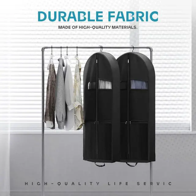 Alt view image 4 of 7 - 43" Travel Garment Bag with Accessories Zipper Pocket, Heavy Duty Suit Bag for Suits, Tuxedos, Dresses, Coats, Black, 1 pack