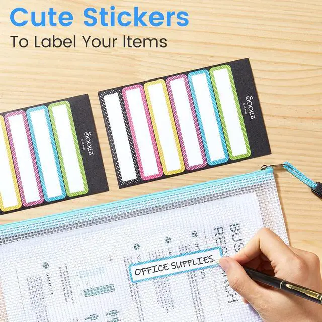 Alt view image 3 of 7 - 24 Pack Mesh Zipper Pouch with Sticky Labels, A4 Mesh Bags, Sturdy Letter Size File Folders Organizer, Office School Classroom Teacher Supplies, Toy Storage Bag Board Game Puzzles Organization