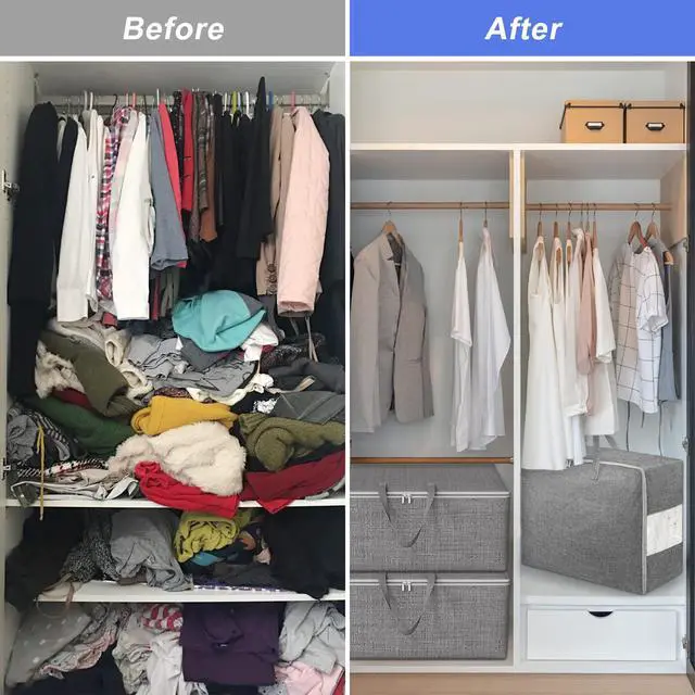Alt view image 4 of 6 - 105L Extra Large Storage Bags, Folding Moving Comforter Blanket Storage Bags Closet Organizers and Storage Containers for Clothes with Strong Handles&Zippers Clear Window for Bedding Pillow Grey 2Pack
