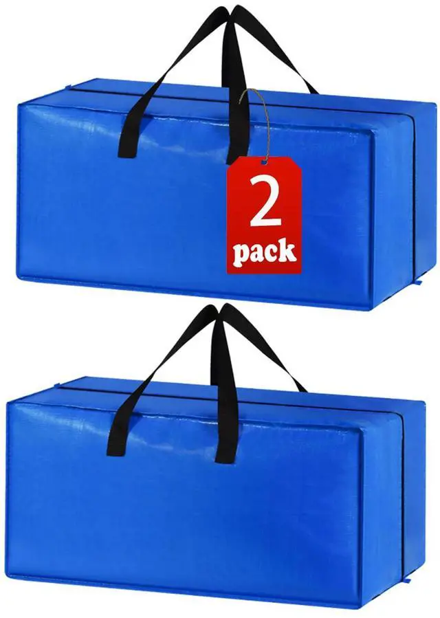 Main image of 2 Pack Heavy Duty Extra Large Moving Bags Storage Tote - Strong Handles& Backpack Straps - Space Saving Storage Bags Alternative to Moving Boxes and Bins,Compatible with Ikea Frakta Cart, Blue
