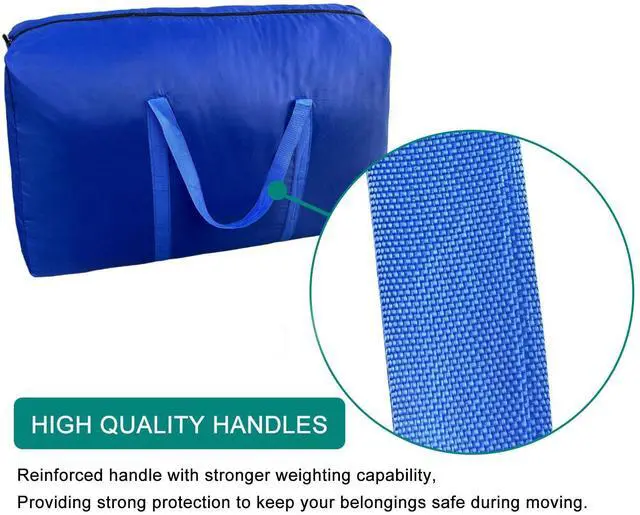 Alt view image 3 of 6 - 100L Extra Large Storage Bags, Big Moving Bags with Strong Zippers & Carrying Handles, Packing Bags for Moving, Storage, Travel and Camping, Storage Totes For Space Saving (Blue, 2 Pack)