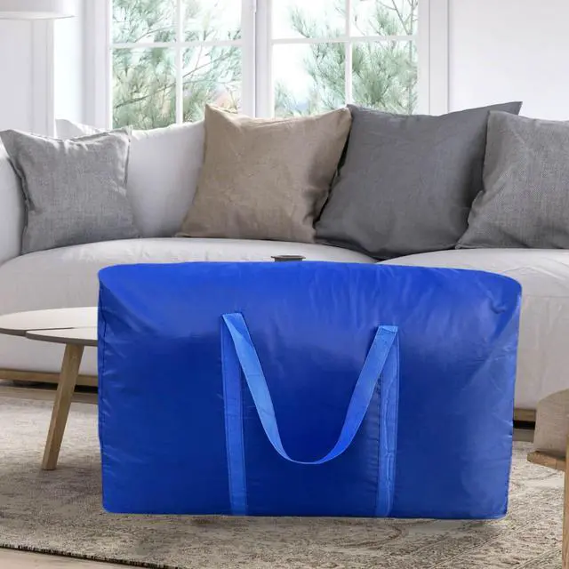 Alt view image 6 of 6 - 100L Extra Large Storage Bags, Big Moving Bags with Strong Zippers & Carrying Handles, Packing Bags for Moving, Storage, Travel and Camping, Storage Totes For Space Saving (Blue, 2 Pack)
