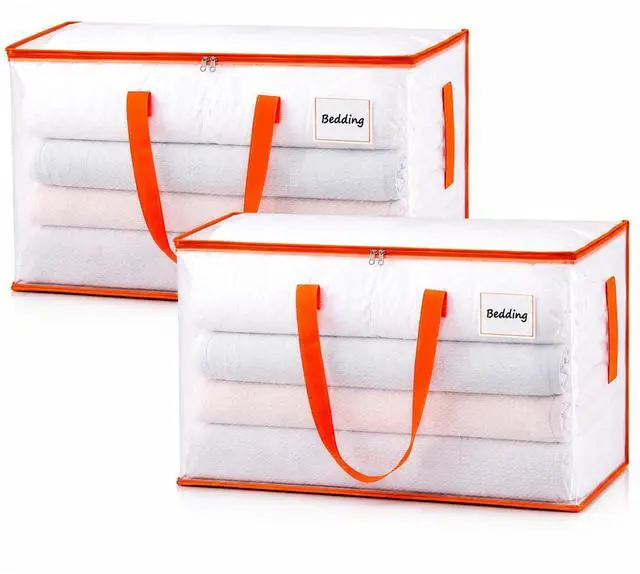 Main image of 2-Pack Clear Moving Bags Heavy Duty Extra Large, Storage Totes with Reinforced Handles & Label Pocket, Transparent Packing Containers for College Dorm, Clothes, Bedding, Home Organization