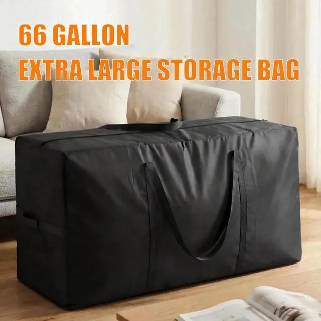 Alt view image 2 of 7 - 66 Gallon Extra Large Storage Bags, XXL Moving Bags with Zippers & Side Handles, Jumbo Big Storage Totes for Moving & Space-Saving Organization (Black, 66 Gallon, 1 Pack)