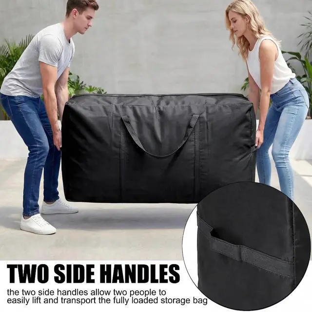 Alt view image 4 of 7 - 66 Gallon Extra Large Storage Bags, XXL Moving Bags with Zippers & Side Handles, Jumbo Big Storage Totes for Moving & Space-Saving Organization (Black, 66 Gallon, 1 Pack)