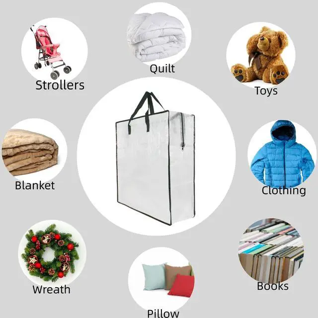 Alt view image 5 of 7 - Clear Storage Bags with Zipper and Handles, Blanket Bags For Closet Storage, Moving and Packing Supplies for College, Underbed Storage Organizer for Clothes Pillow Bedding Christmas Wreath