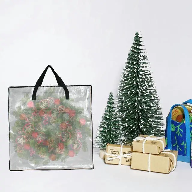 Alt view image 4 of 7 - Clear Storage Bags with Zipper and Handles, Blanket Bags For Closet Storage, Moving and Packing Supplies for College, Underbed Storage Organizer for Clothes Pillow Bedding Christmas Wreath