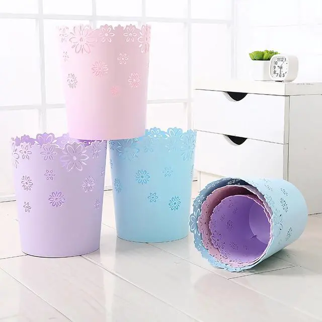 Alt view image 4 of 7 - Mini Wastebasket 1 Gallons Small Pink Trash can Office Plastic Garbage Can for Bathroom Vanity, Desktop, Office or Kids Rooms (Pink, Mini)