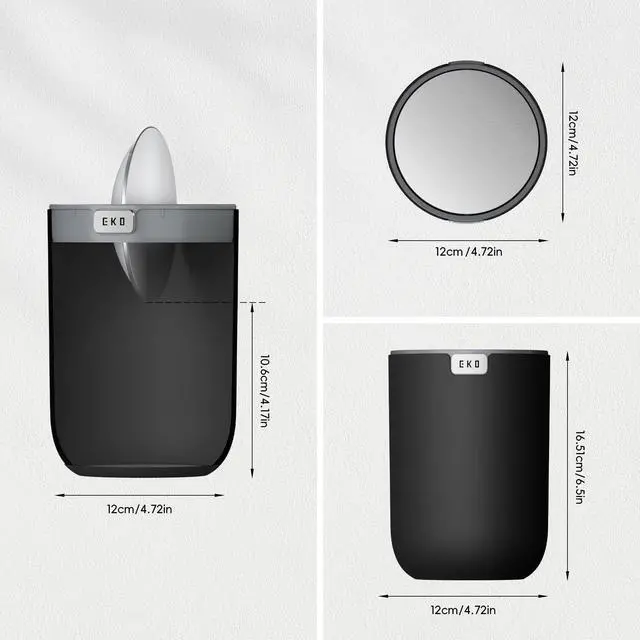 Alt view image 5 of 7 - Fandy 0.4 Gal/1.5L Mini Tabletop Trash Bin with Swing-Lid, Desktop Trash Can for Bathroom Countertop, Vanity, Coffee or Office, Small Garbage Bin (Black)
