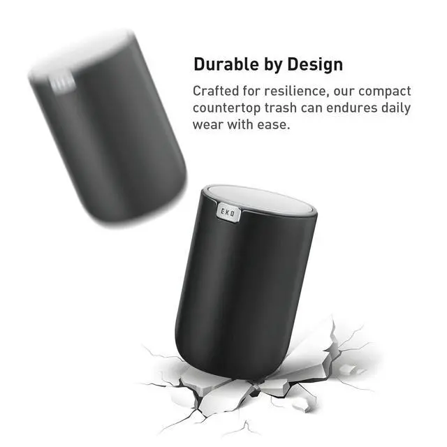 Alt view image 6 of 7 - Fandy 0.4 Gal/1.5L Mini Tabletop Trash Bin with Swing-Lid, Desktop Trash Can for Bathroom Countertop, Vanity, Coffee or Office, Small Garbage Bin (Black)