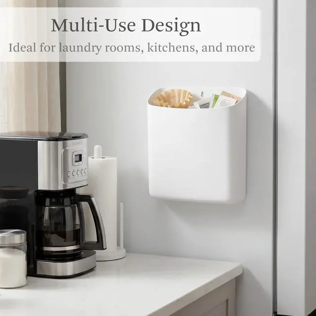 Alt view image 6 of 7 - Lint Bin for Laundry Room, Magnetic Lint Trash Can for Dryer, Modern Lint Holder, Lint Box for Laundry Room Organization, Wall Mounted Trash Can for Laundry Decor (White)
