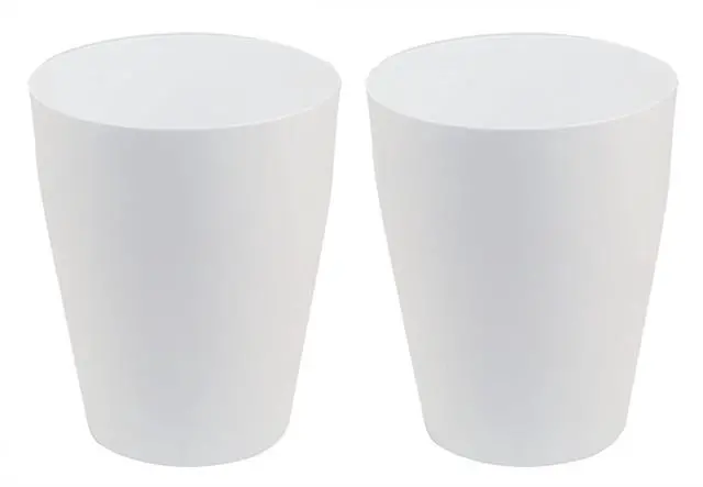 Main image of Small Trash Can,Plastic Round Bathroom Wastebasket Garbage Can for Bathroom Bedroom Kitchen Office (White, Pack of 2)