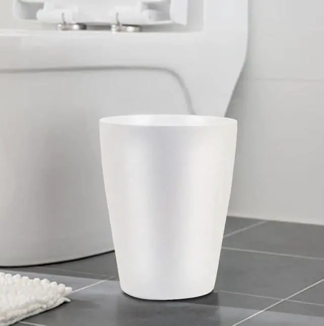 Alt view image 3 of 7 - Small Trash Can,Plastic Round Bathroom Wastebasket Garbage Can for Bathroom Bedroom Kitchen Office (White, Pack of 2)