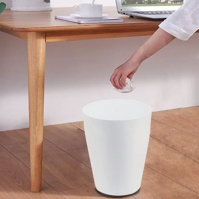Alt view image 2 of 7 - Small Trash Can,Plastic Round Bathroom Wastebasket Garbage Can for Bathroom Bedroom Kitchen Office (White, Pack of 2)