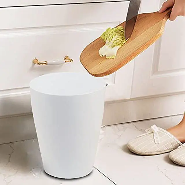 Alt view image 4 of 7 - Small Trash Can,Plastic Round Bathroom Wastebasket Garbage Can for Bathroom Bedroom Kitchen Office (White, Pack of 2)