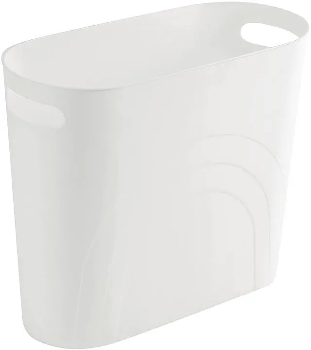 Main image of Small Trash Can, 3.5 Gallon Slim Garbage Can Plastic Waste Basket with Handles Container Bin for Narrow Spaces Bathroom, Bedroom, Kitchen, Office at Home, White