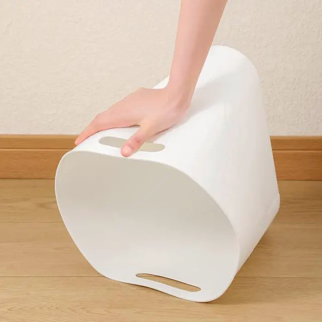 Alt view image 5 of 7 - Small Trash Can, 3.5 Gallon Slim Garbage Can Plastic Waste Basket with Handles Container Bin for Narrow Spaces Bathroom, Bedroom, Kitchen, Office at Home, White