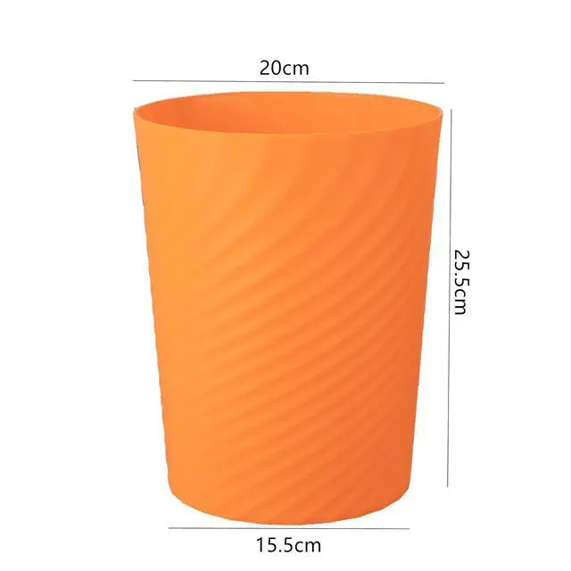 Alt view image 2 of 7 - Trash Can, Small Plastic Trash Can, Wastebasket Recycling Bin, Round Garbage Can for Bathroom, Office, Bedroom, Kitchen 1.8 Gallon/8 L (Orange)