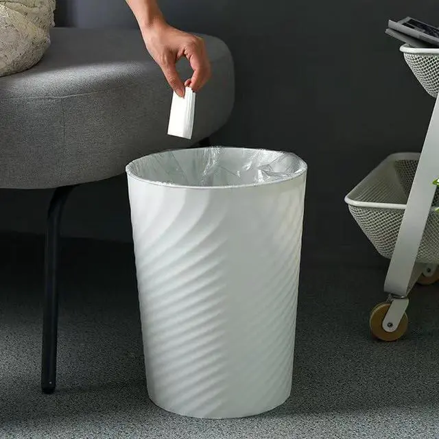 Alt view image 4 of 7 - Trash Can, Small Plastic Trash Can, Wastebasket Recycling Bin, Round Garbage Can for Bathroom, Office, Bedroom, Kitchen 1.8 Gallon/8 L (Orange)