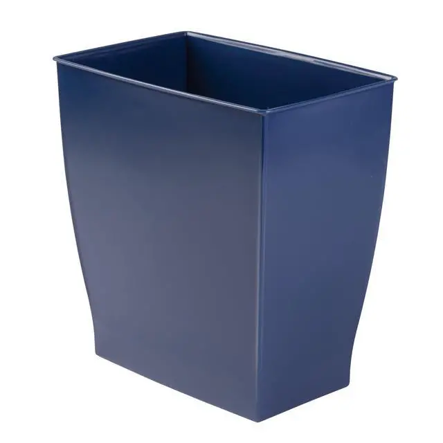 Main image of Small Plastic Bathroom Trash Can, Navy Blue