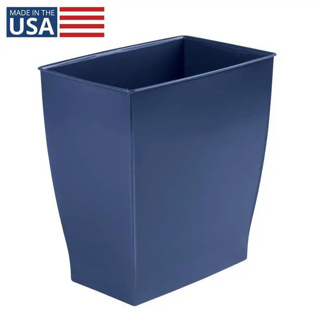 Alt view image 2 of 7 - Small Plastic Bathroom Trash Can, Navy Blue