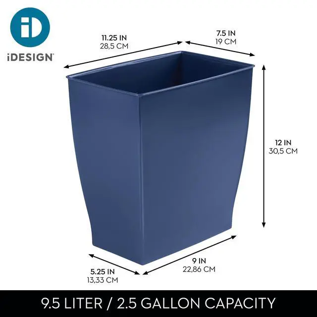 Alt view image 4 of 7 - Small Plastic Bathroom Trash Can, Navy Blue