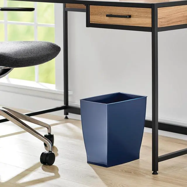 Alt view image 5 of 7 - Small Plastic Bathroom Trash Can, Navy Blue