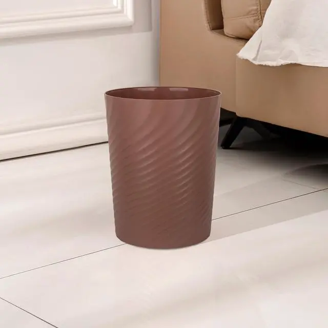 Alt view image 2 of 6 - Plastic Trash Can Wastebasket, Garbage Container Basket for Bathrooms, Kitchens, Offices, Kids Rooms (Brown, 1.8 Gallon)