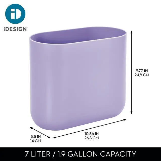 Alt view image 4 of 7 - Small Slim Plastic Bathroom Trash Can, Purple