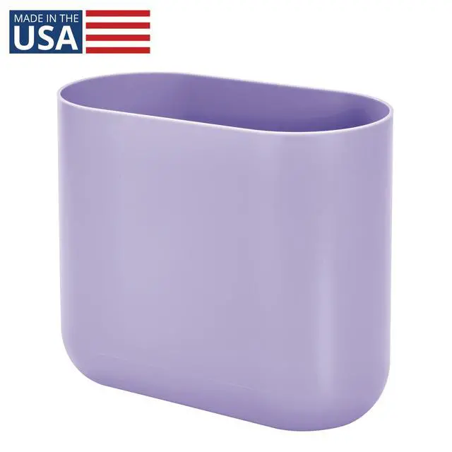 Alt view image 2 of 7 - Small Slim Plastic Bathroom Trash Can, Purple