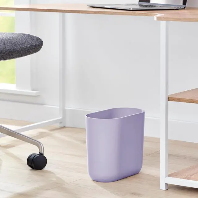 Alt view image 5 of 7 - Small Slim Plastic Bathroom Trash Can, Purple