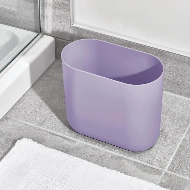 Alt view image 7 of 7 - Small Slim Plastic Bathroom Trash Can, Purple