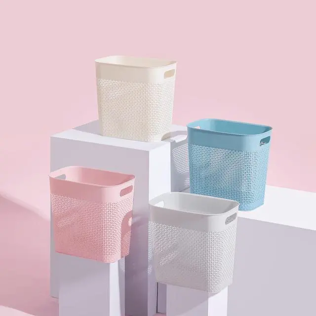 Alt view image 5 of 6 - Plastic Trash Can Wastebasket, Garbage Container Basket for Bathrooms, Kitchens, Offices, Kids Rooms (Pink, 3 Gallon), 1 Pack