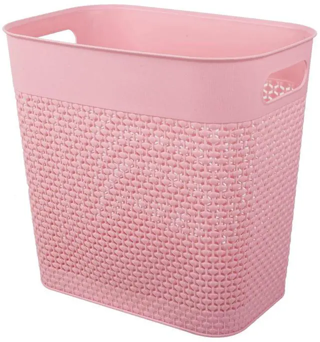 Main image of Plastic Trash Can Wastebasket, Garbage Container Basket for Bathrooms, Kitchens, Offices, Kids Rooms (Pink, 3 Gallon), 1 Pack