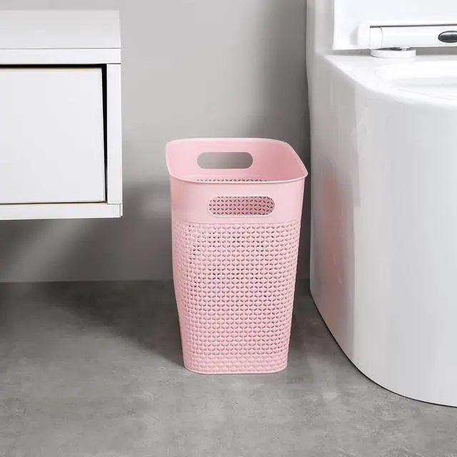 Alt view image 4 of 6 - Plastic Trash Can Wastebasket, Garbage Container Basket for Bathrooms, Kitchens, Offices, Kids Rooms (Pink, 3 Gallon), 1 Pack