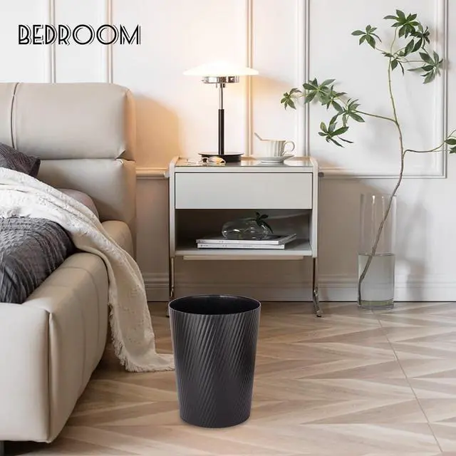 Alt view image 3 of 7 - Small Trash Can Wastebasket Garbage Can Container Bins for Bathrooms, Laundry Room, Kitchens, Offices, Kids Rooms, Dorms (Black)