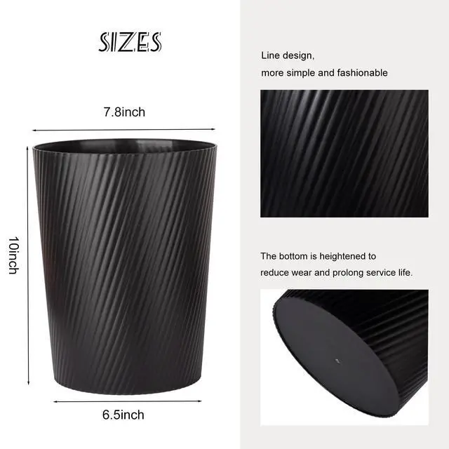 Alt view image 4 of 7 - Small Trash Can Wastebasket Garbage Can Container Bins for Bathrooms, Laundry Room, Kitchens, Offices, Kids Rooms, Dorms (Black)