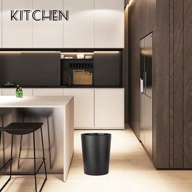 Alt view image 5 of 7 - Small Trash Can Wastebasket Garbage Can Container Bins for Bathrooms, Laundry Room, Kitchens, Offices, Kids Rooms, Dorms (Black)