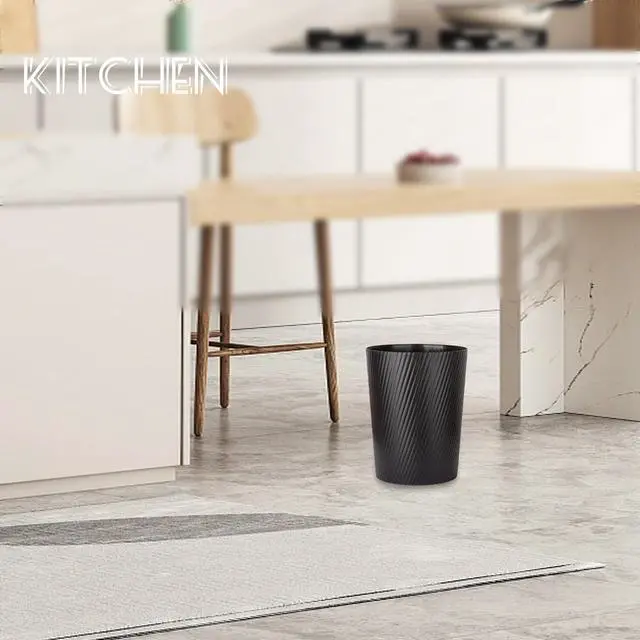 Alt view image 7 of 7 - Small Trash Can Wastebasket Garbage Can Container Bins for Bathrooms, Laundry Room, Kitchens, Offices, Kids Rooms, Dorms (Black)