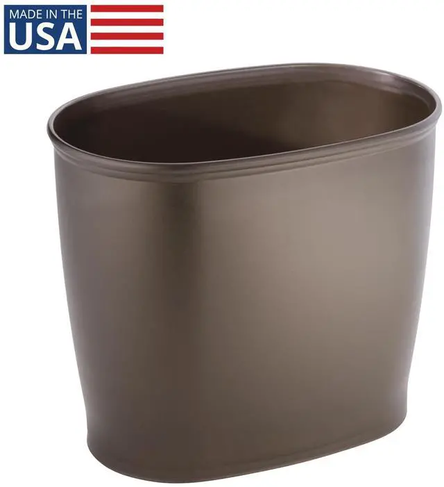 Alt view image 2 of 7 - Slim Plastic Bathroom Trash Can, Bronze