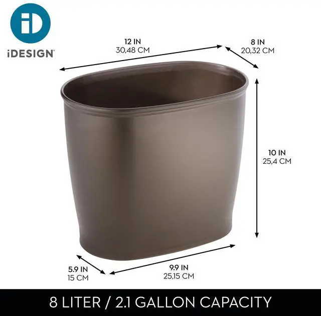 Alt view image 4 of 7 - Slim Plastic Bathroom Trash Can, Bronze