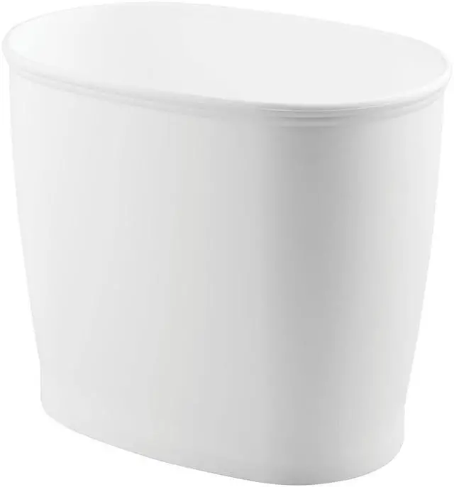 Main image of Slim Plastic Bathroom Trash Can, White