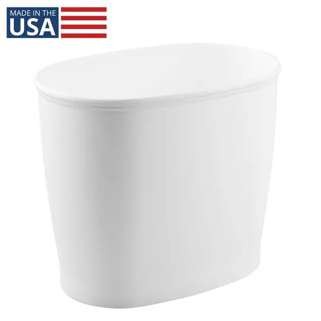 Alt view image 2 of 7 - Slim Plastic Bathroom Trash Can, White