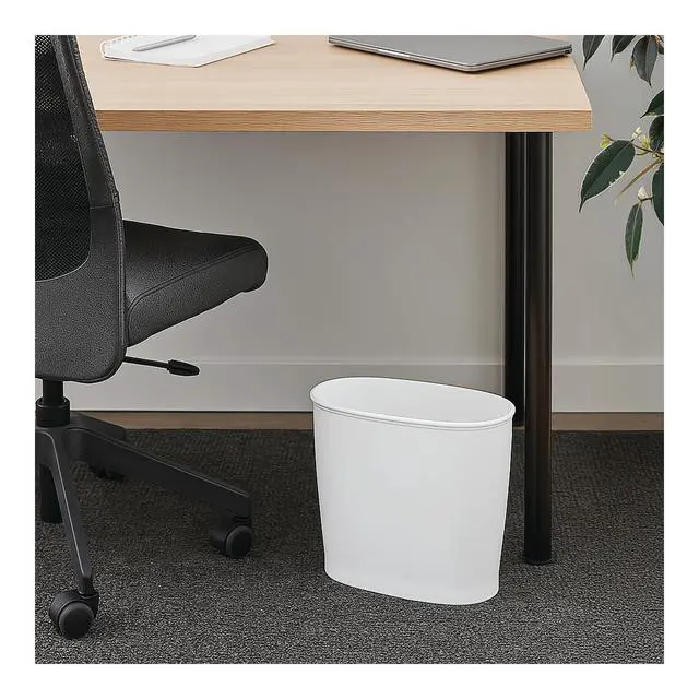 Alt view image 5 of 7 - Slim Plastic Bathroom Trash Can, White