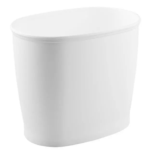 Alt view image 7 of 7 - Slim Plastic Bathroom Trash Can, White