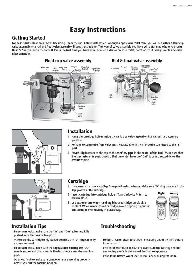 Alt view image 6 of 6 - 8300 Flush 'n Sparkle Automatic Toilet Bowl Cleaning System with Bleach Cartridge, 1 Count (Pack of 1) ( Packaging May Vary)